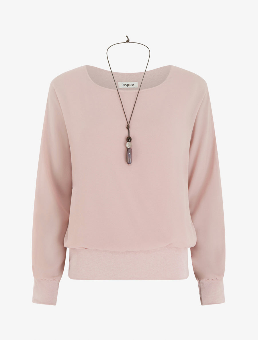 Fluid Ball Top with Round Neck - Pink