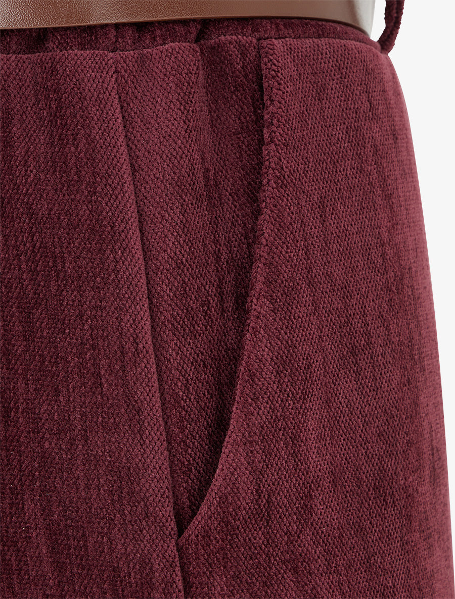 Wide-Leg Velour Trousers