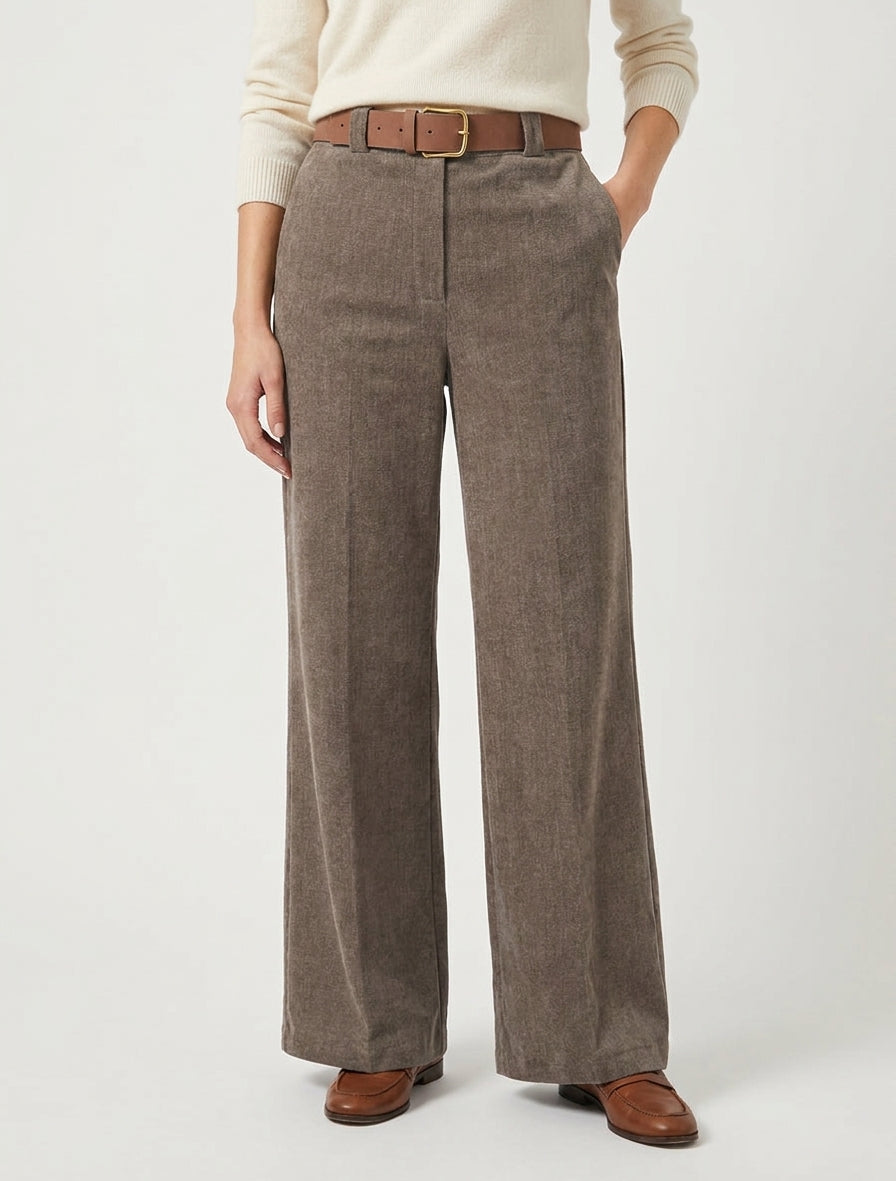 High-Waisted Corduroy Trousers
