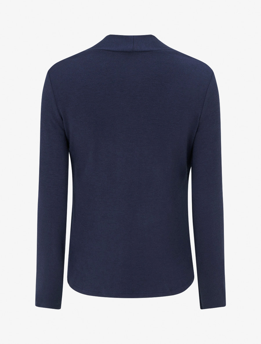 Draped Sweater with Jewel Square Neckline