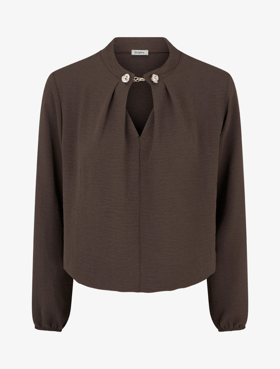 Chain Button Balloon Top - Chocolate