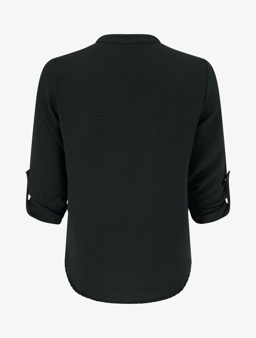 Fluid Top with Roll-Up Sleeves - Black