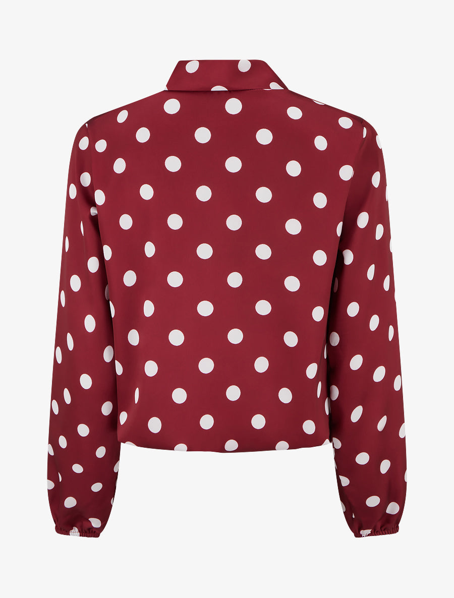 High-Neck Balloon Top with Polka Dots