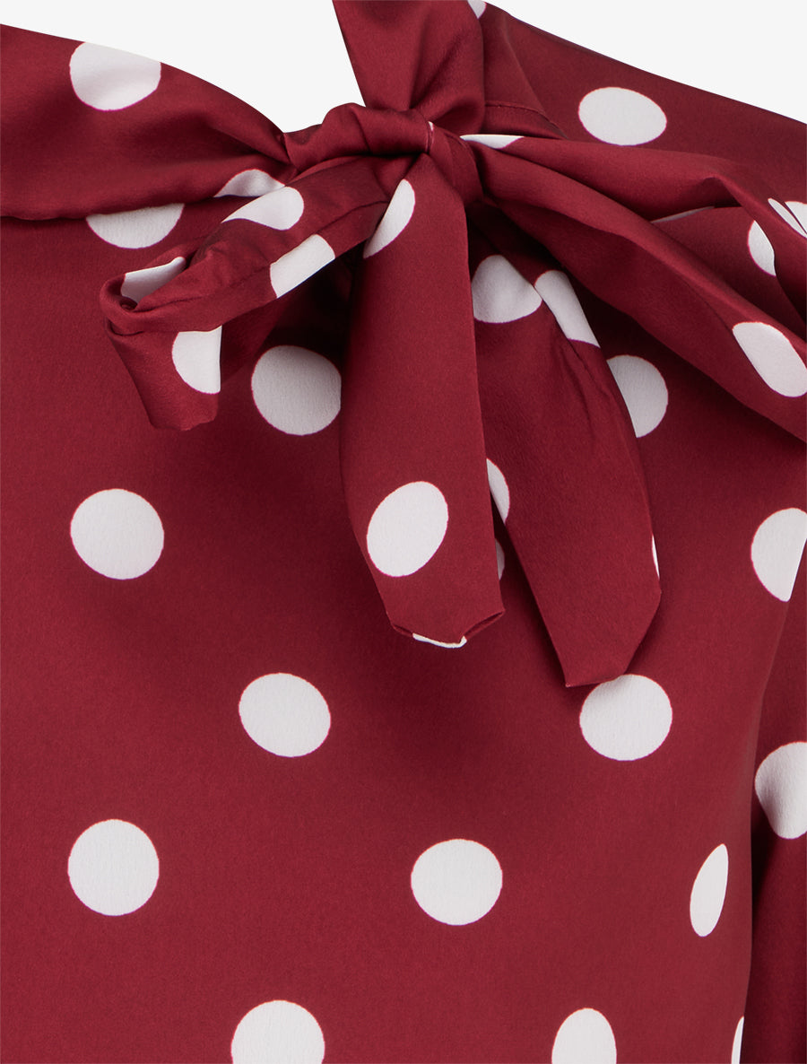 High-Neck Balloon Top with Polka Dots