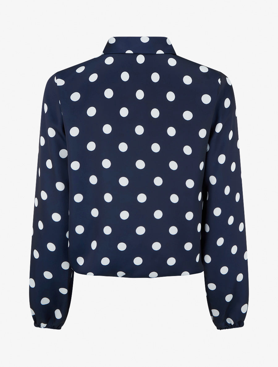 Balloon Top with High Neck and Tie