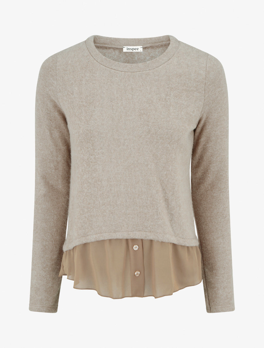 Fluffy Straight Fit Round Neck Sweater