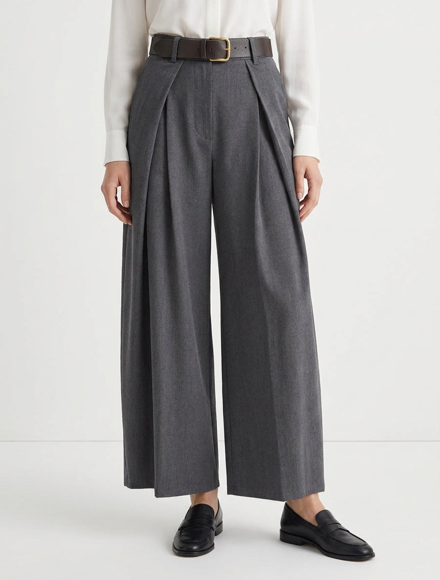 Wide-Leg Trousers with Elasticated Waist