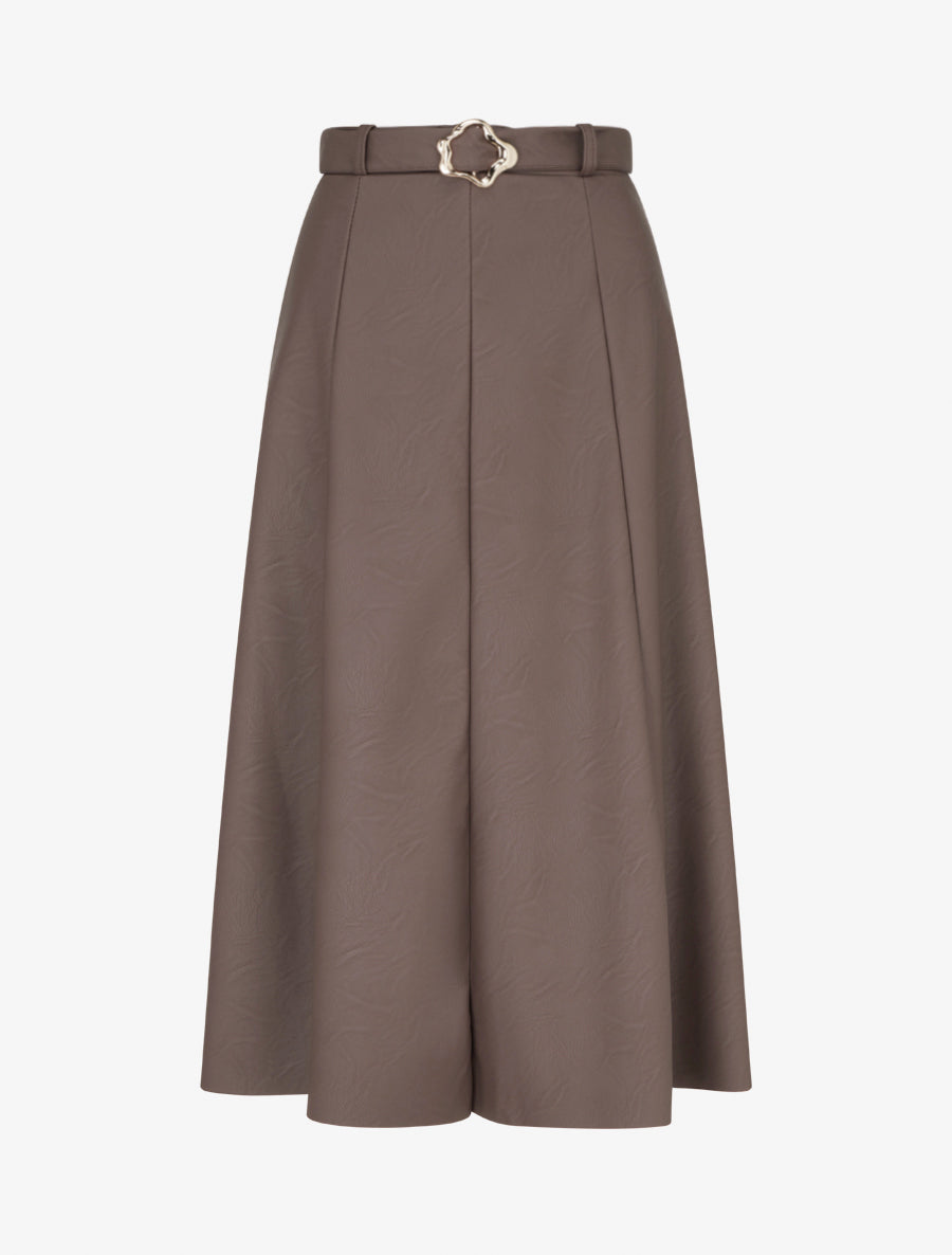 High-Waisted Pleated Long Skirt