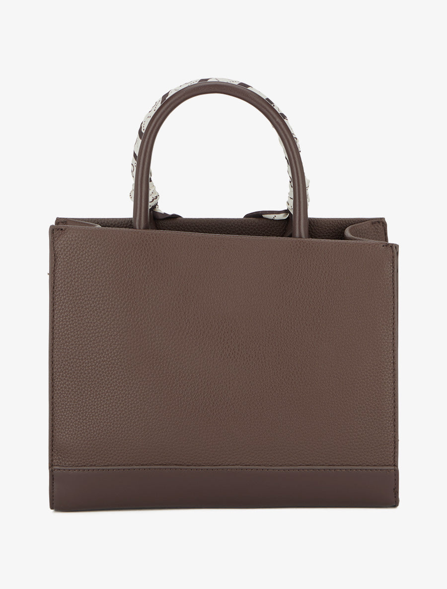 Mirta Grained Faux Leather Handbag - Brown