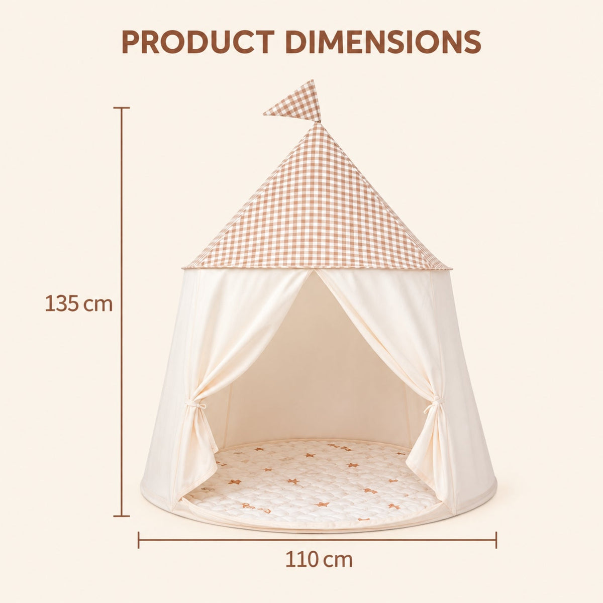 Pop-Up Play Tent | Cotton, Mesh Windows & Flag Roof