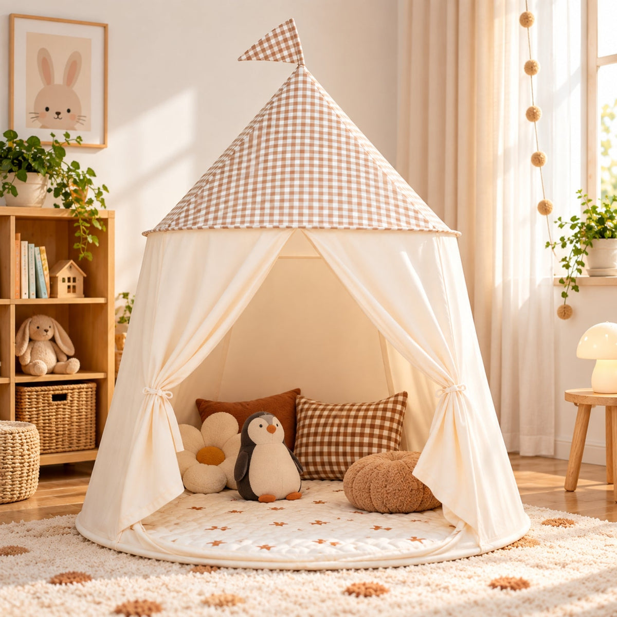 Pop-Up Play Tent | Cotton, Mesh Windows & Flag Roof