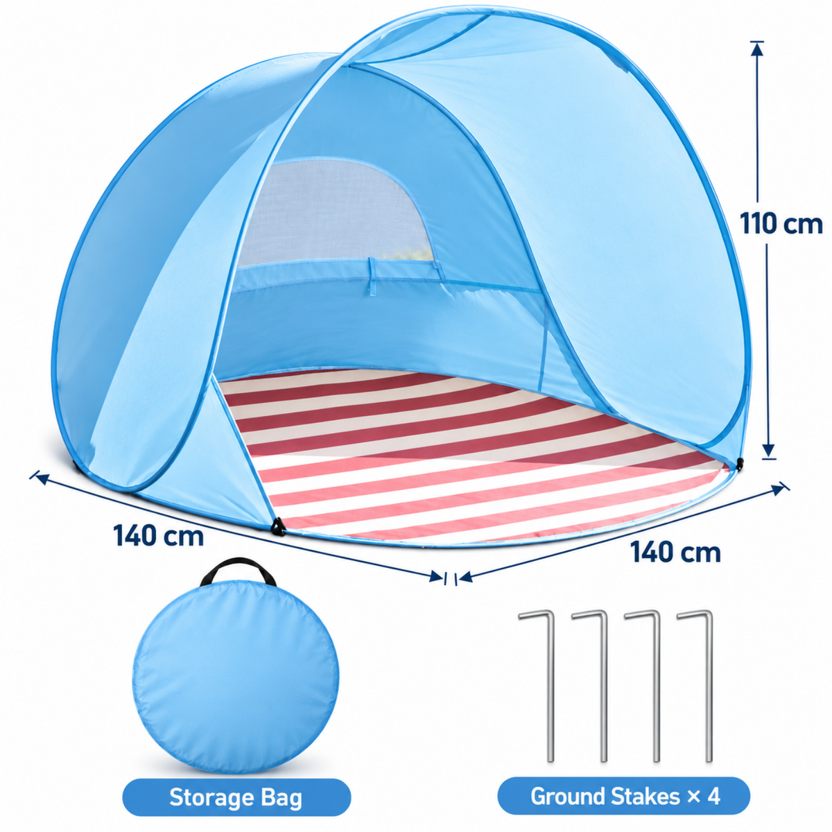 Baby Beach Tent | UPF 50+ Pop-Up Sun Shelter – Sky Blue