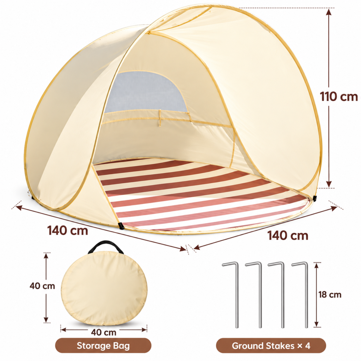 Baby Beach Tent | UPF 50+ Pop-Up Sun Shelter – Vanilla Cream