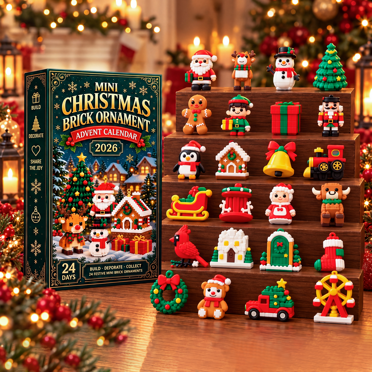Christmas Advent Calendar with Mini Brick Ornaments