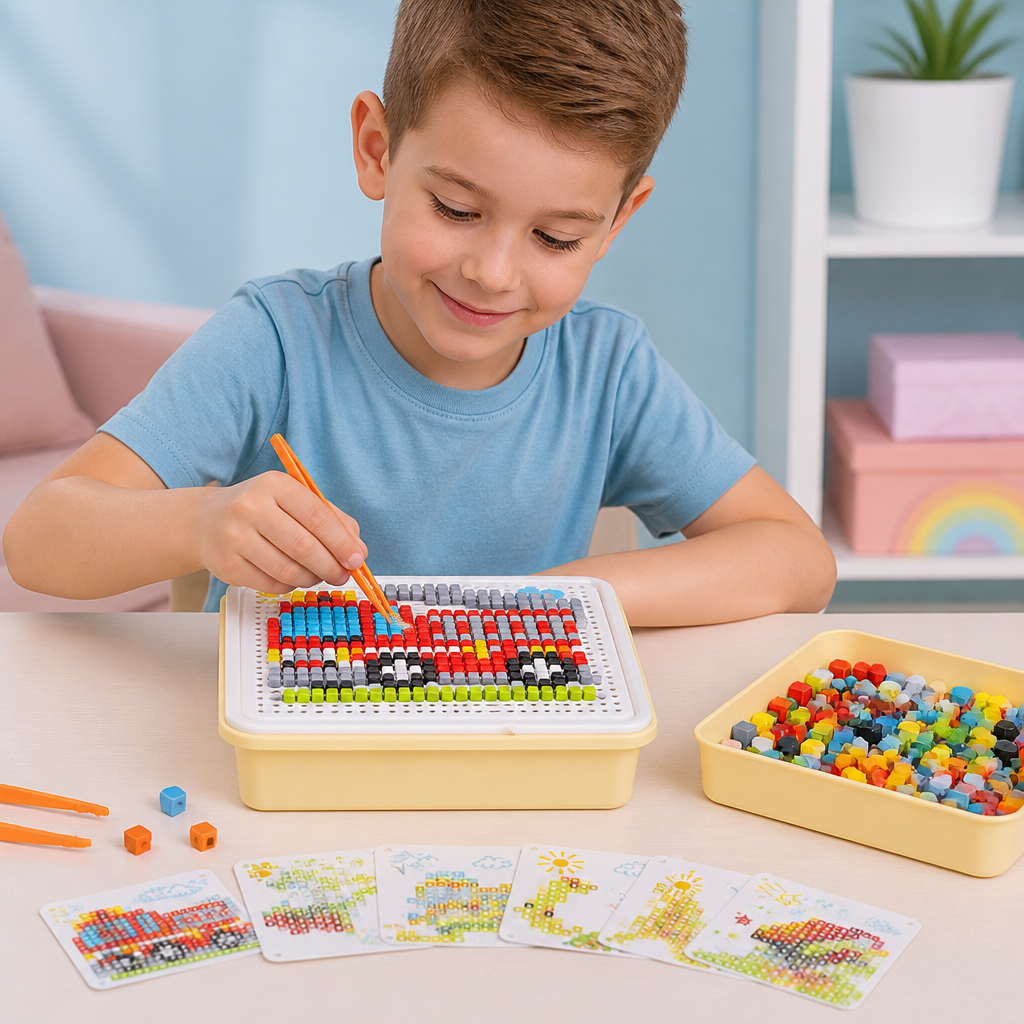 Montessori Learning Game with Peg Mosaic
