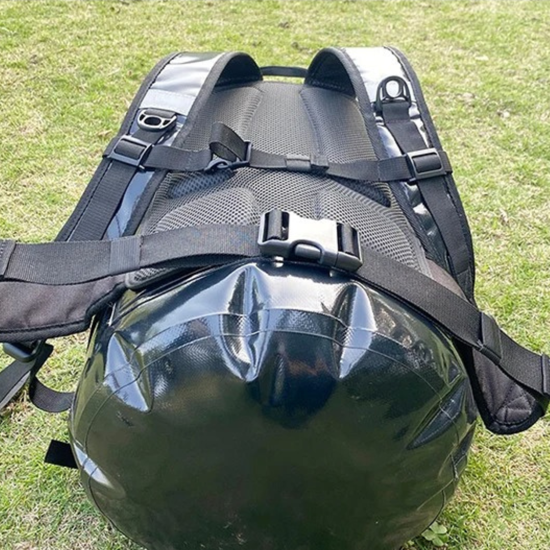 Waterproof 30-liter backpack with buoyant design IPX7 rated