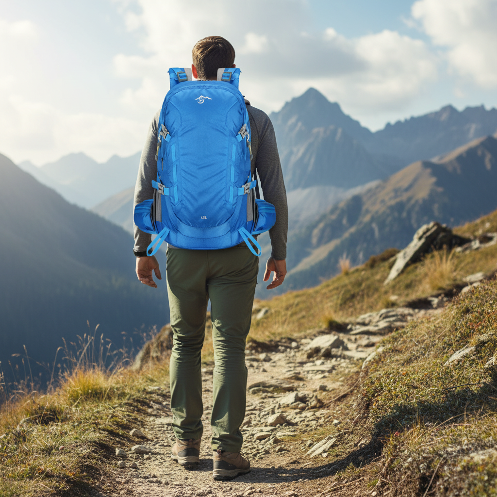 40-liter ultralight hiking backpack with integrated rain cover