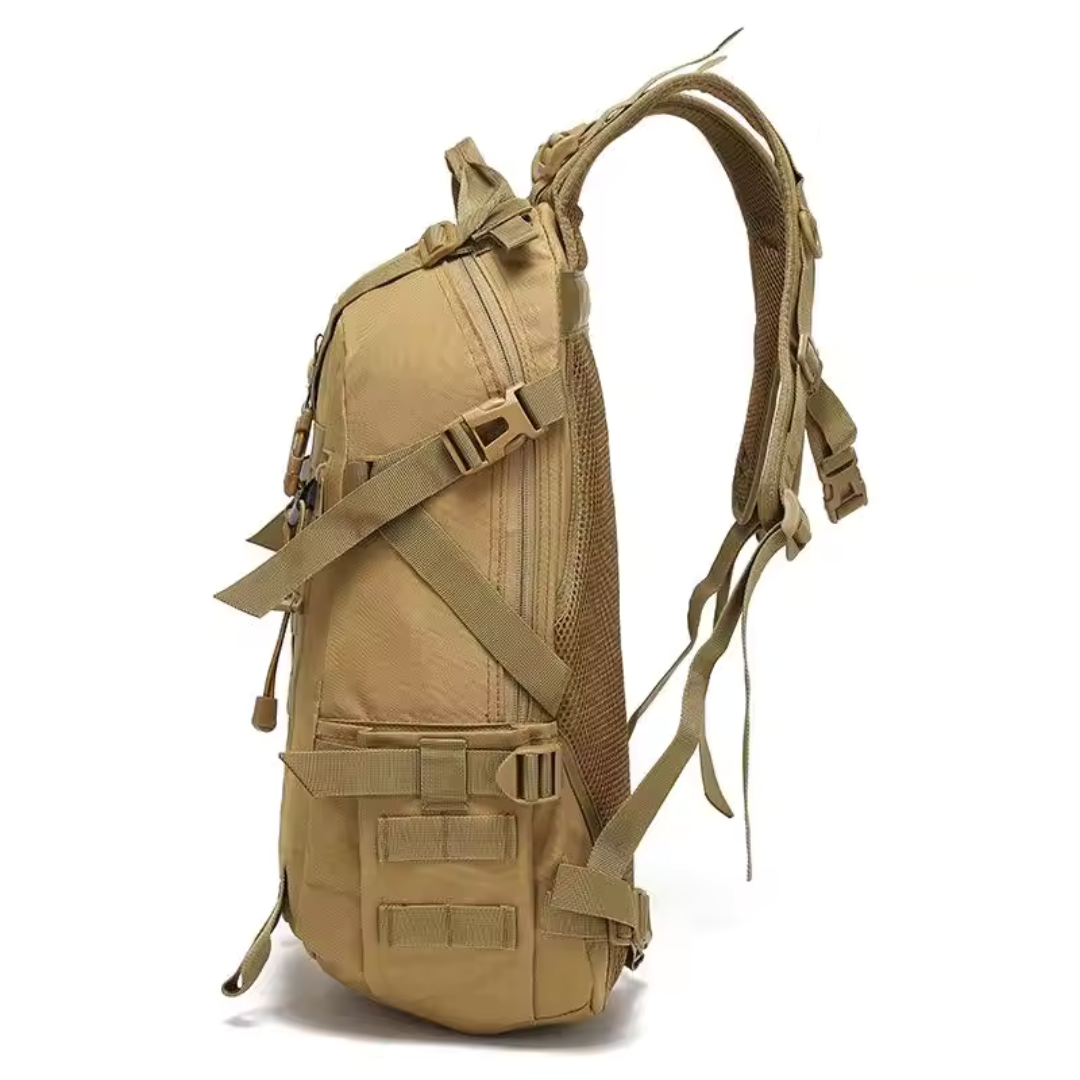 40-liter tactical backpack water-resistant with padded straps and reflective strips