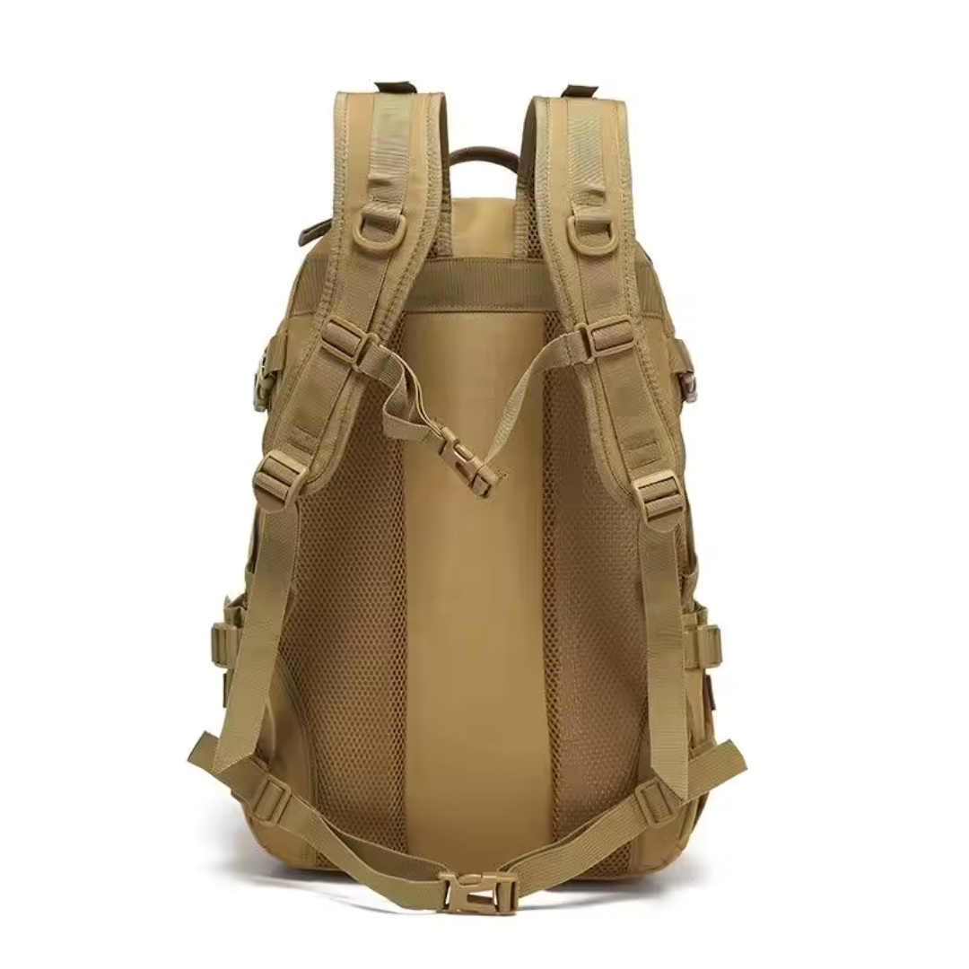 40-liter tactical backpack water-resistant with padded straps and reflective strips