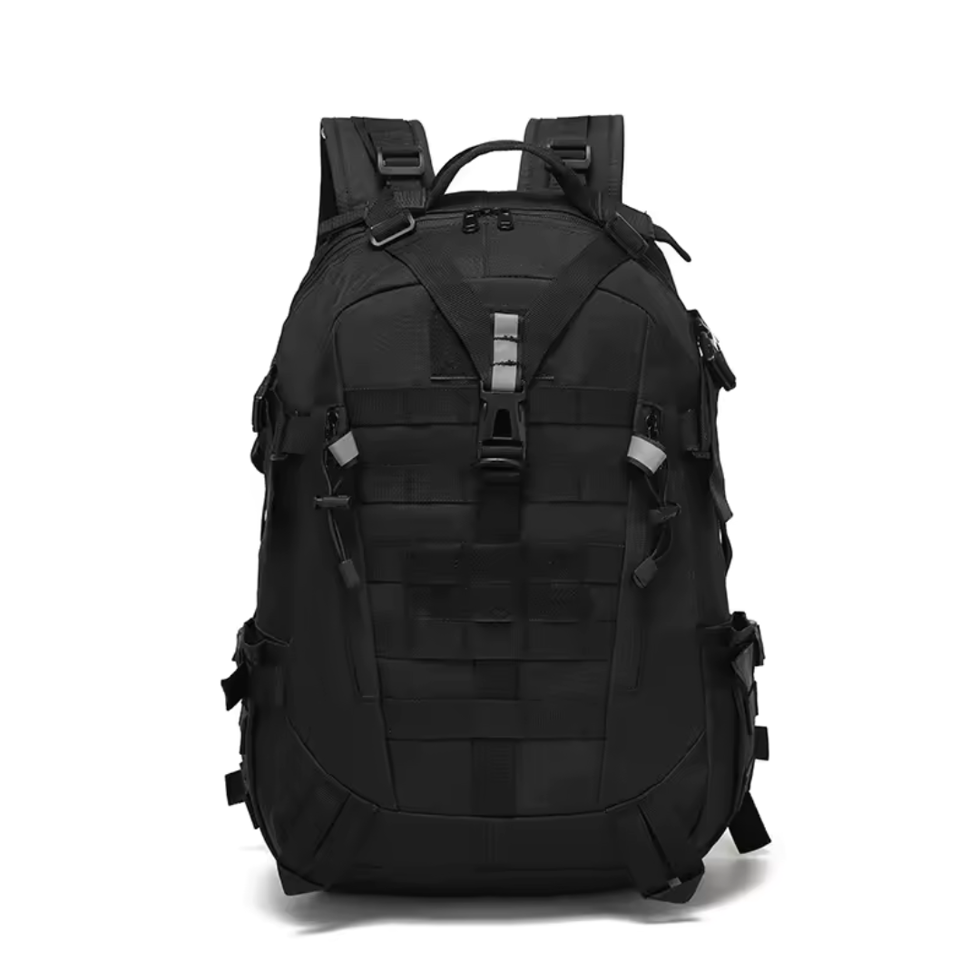 40-liter tactical backpack water-resistant with padded straps and reflective strips