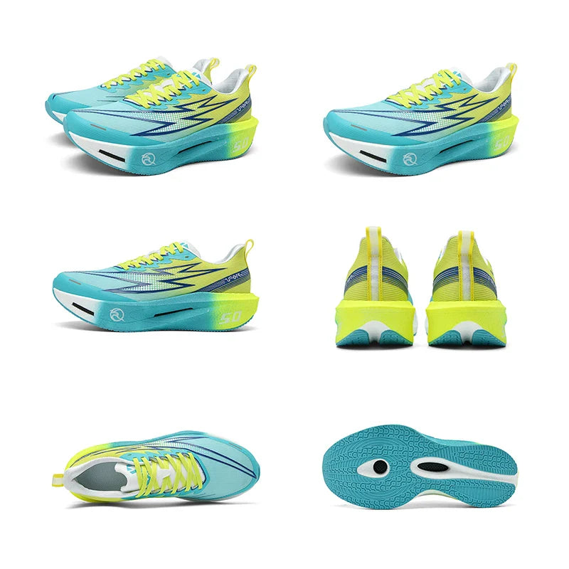 Carbon plate racing runner with responsive midsole and breathable mesh upper