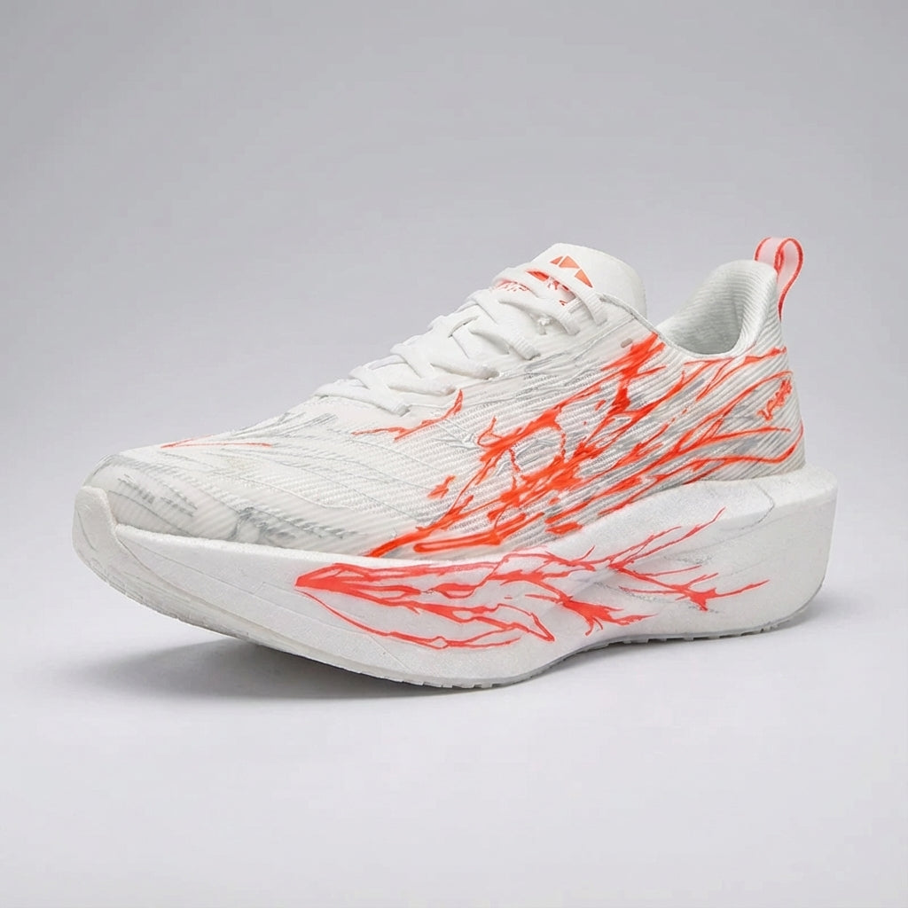 Carbon plate racing runner with responsive midsole and breathable mesh upper