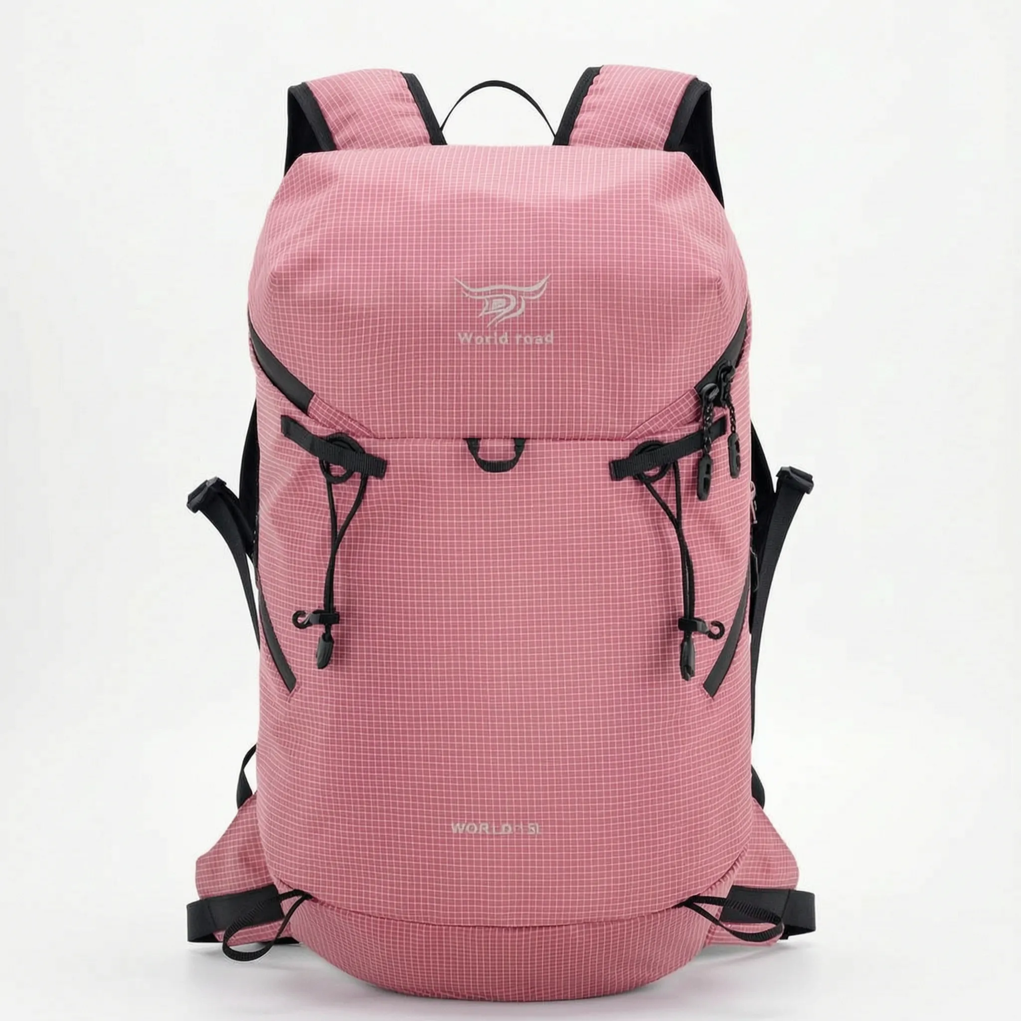 Lightweight daypack with high-visibility grid design and hydration bladder sleeve