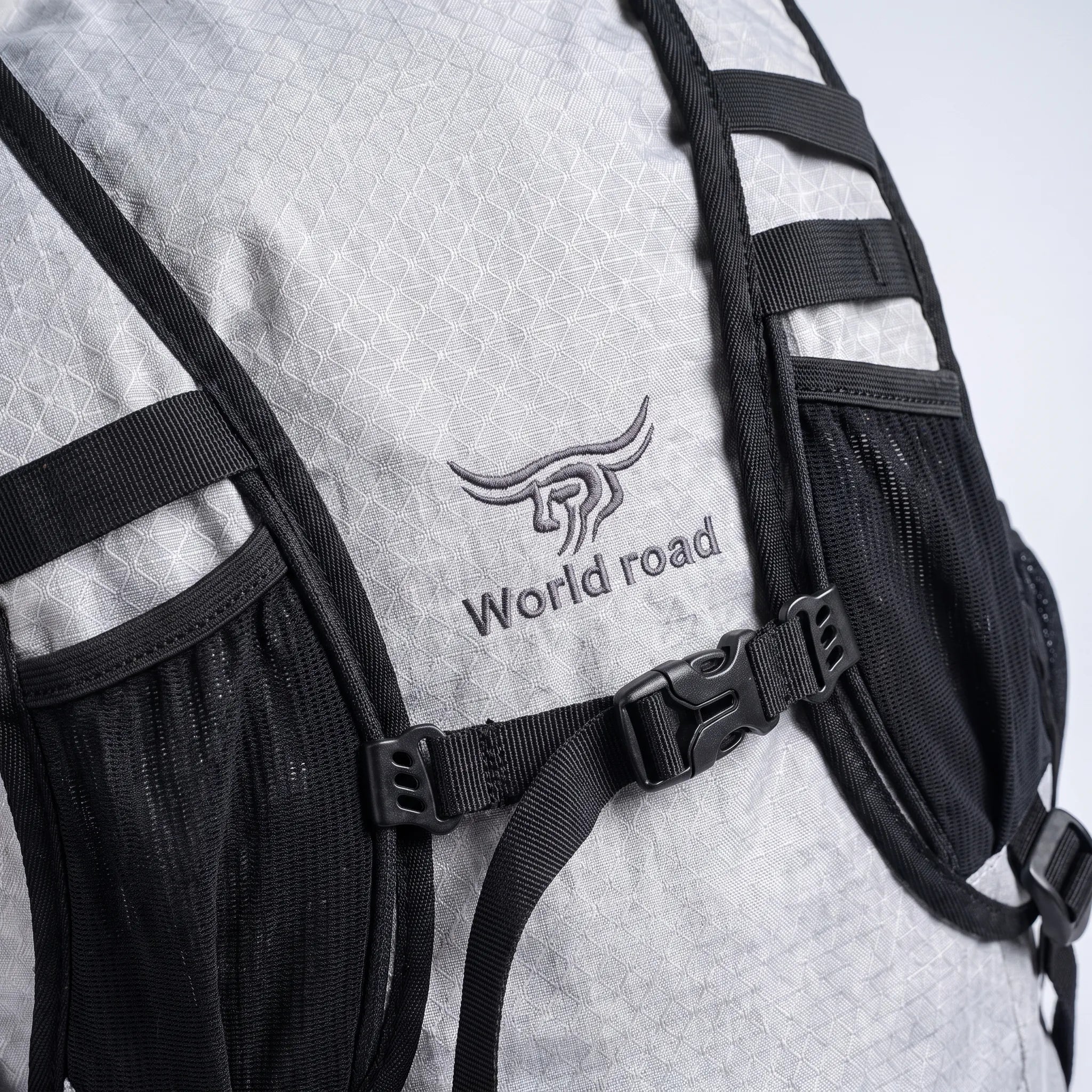 Lightweight daypack with high-visibility grid design and hydration bladder sleeve