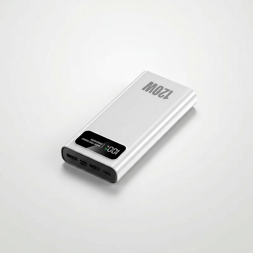 High-capacity power bank with LED digital display and multiple charging ports