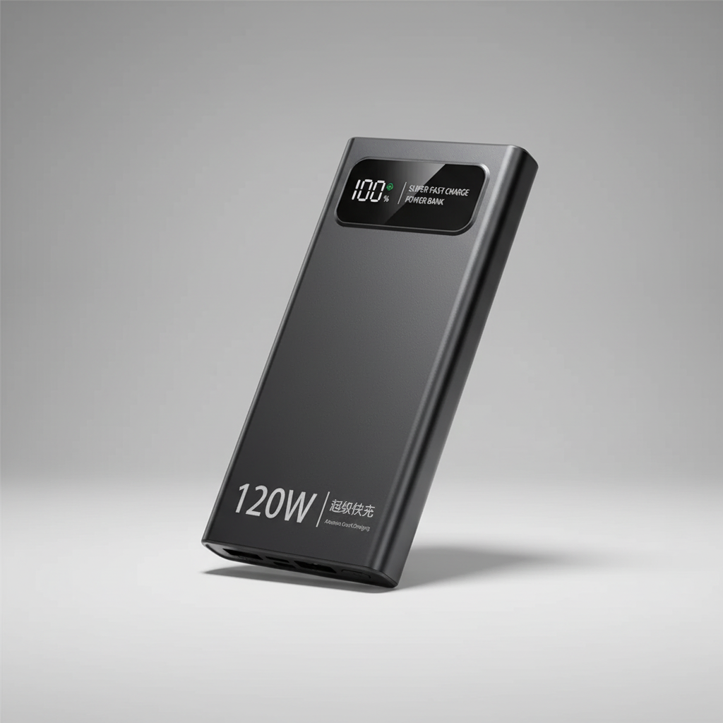 High-capacity power bank with LED digital display and multiple charging ports