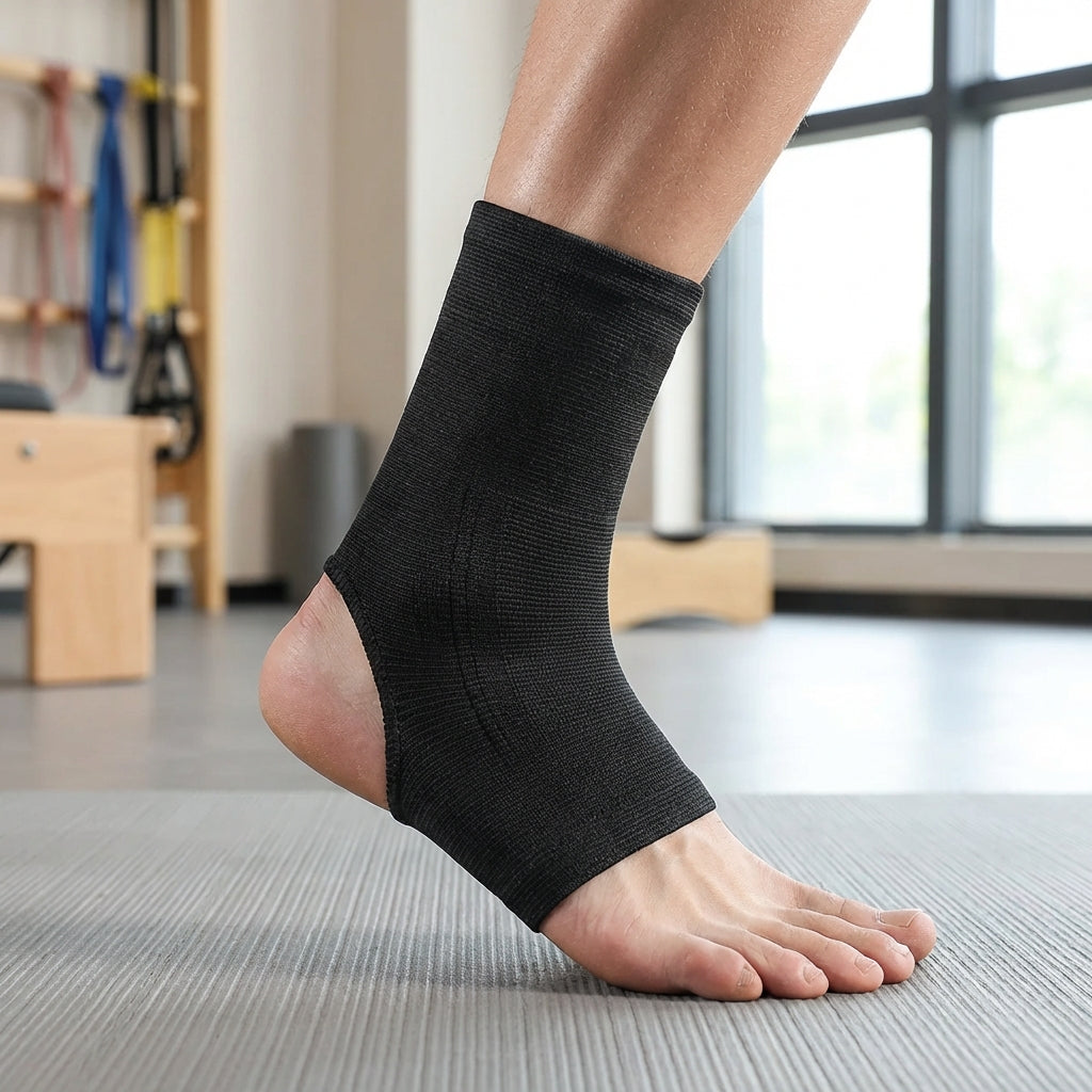 Open heel ankle sleeve with breathable stretch support