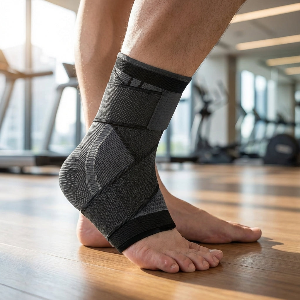 Adjustable ankle compression brace with wrap-around support