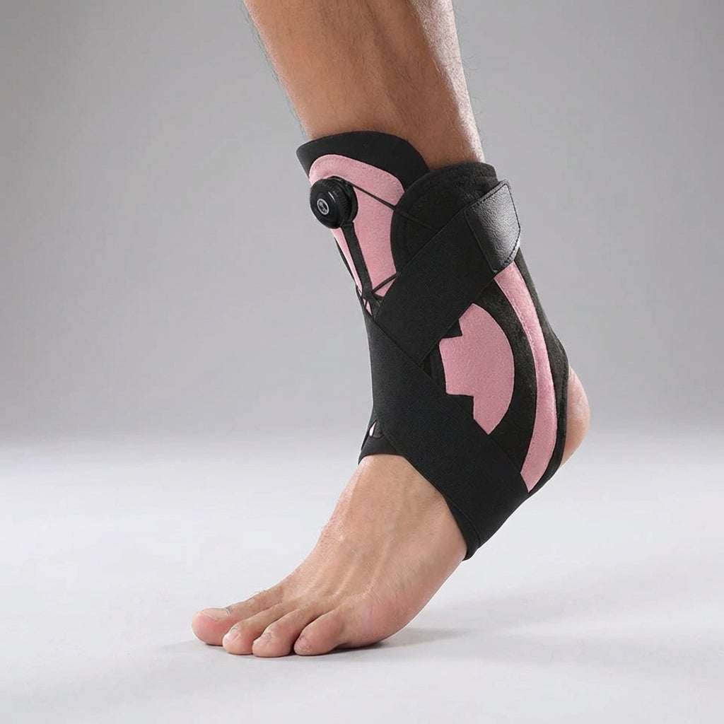 Compressing ankle support wrap with adjustable straps for sprain recovery
