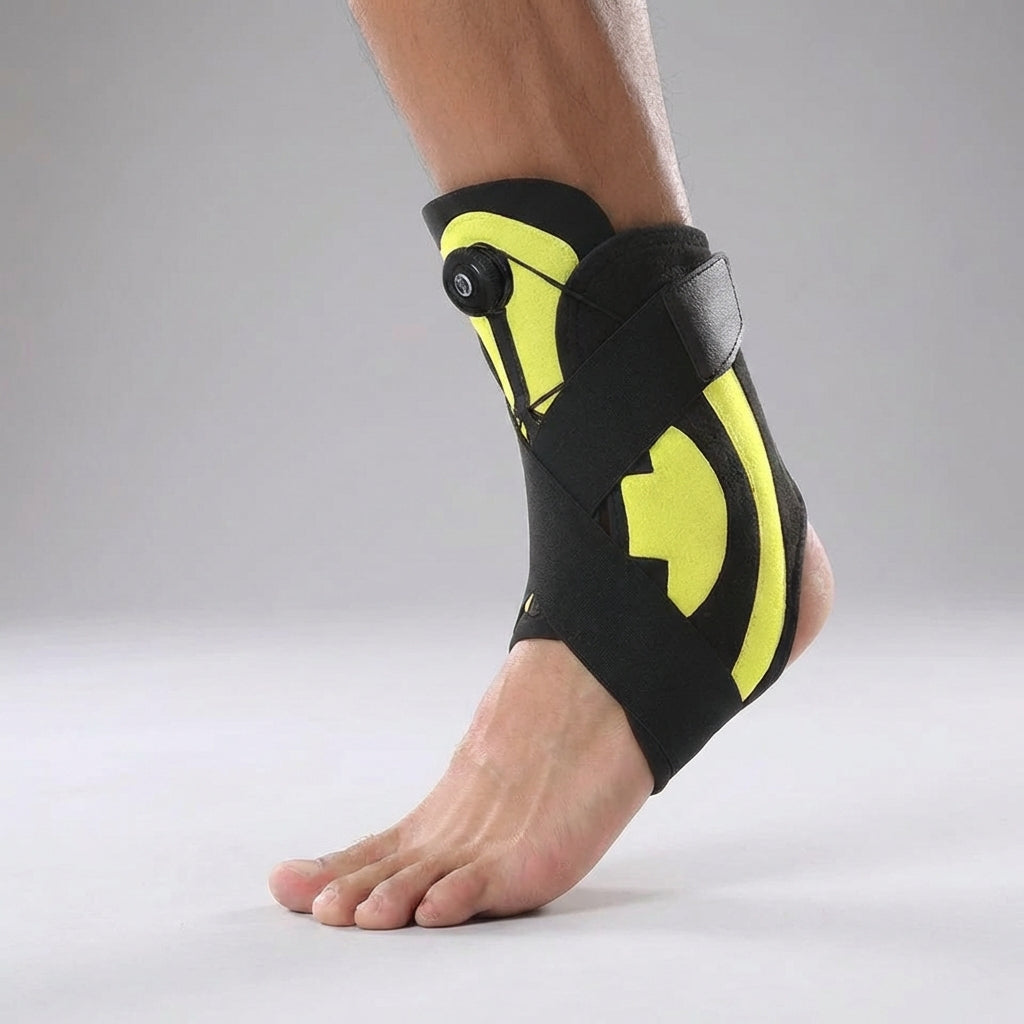 Compressing ankle support wrap with adjustable straps for sprain recovery