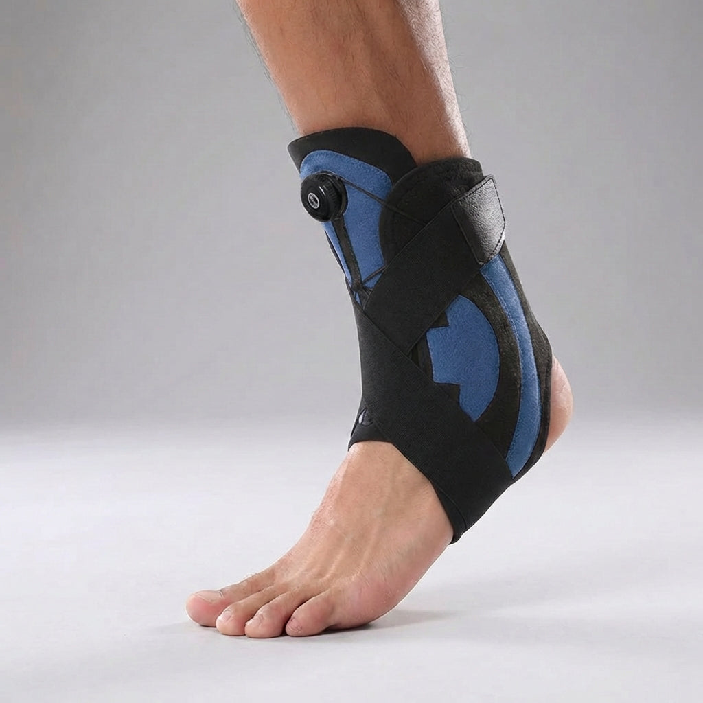 Compressing ankle support wrap with adjustable straps for sprain recovery