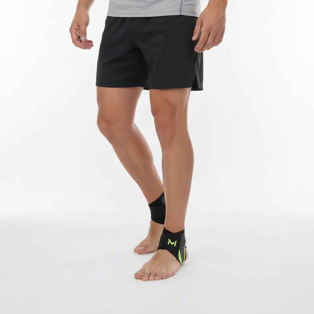 Compression ankle support sleeve with breathable stretch fabric