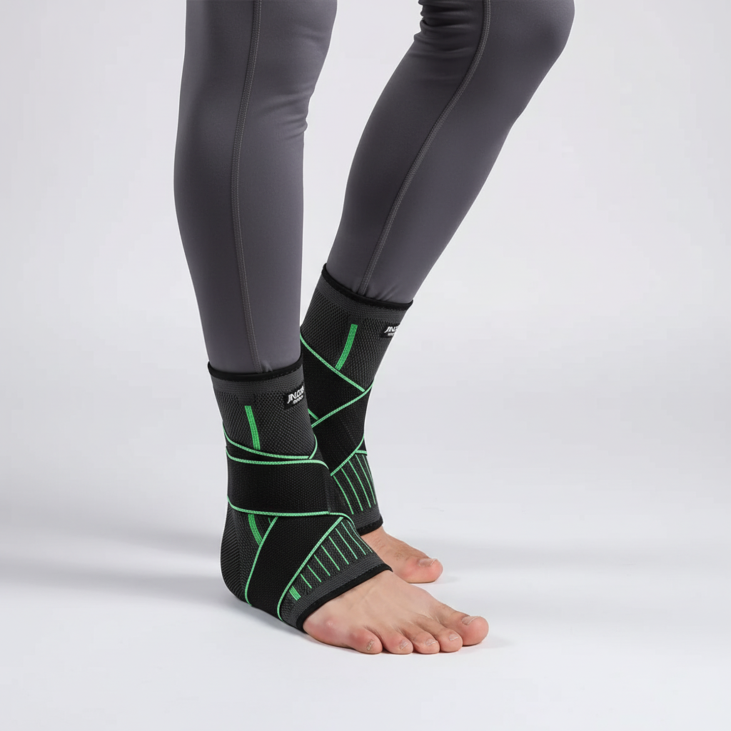 Adjustable compression ankle support brace with breathable nylon design