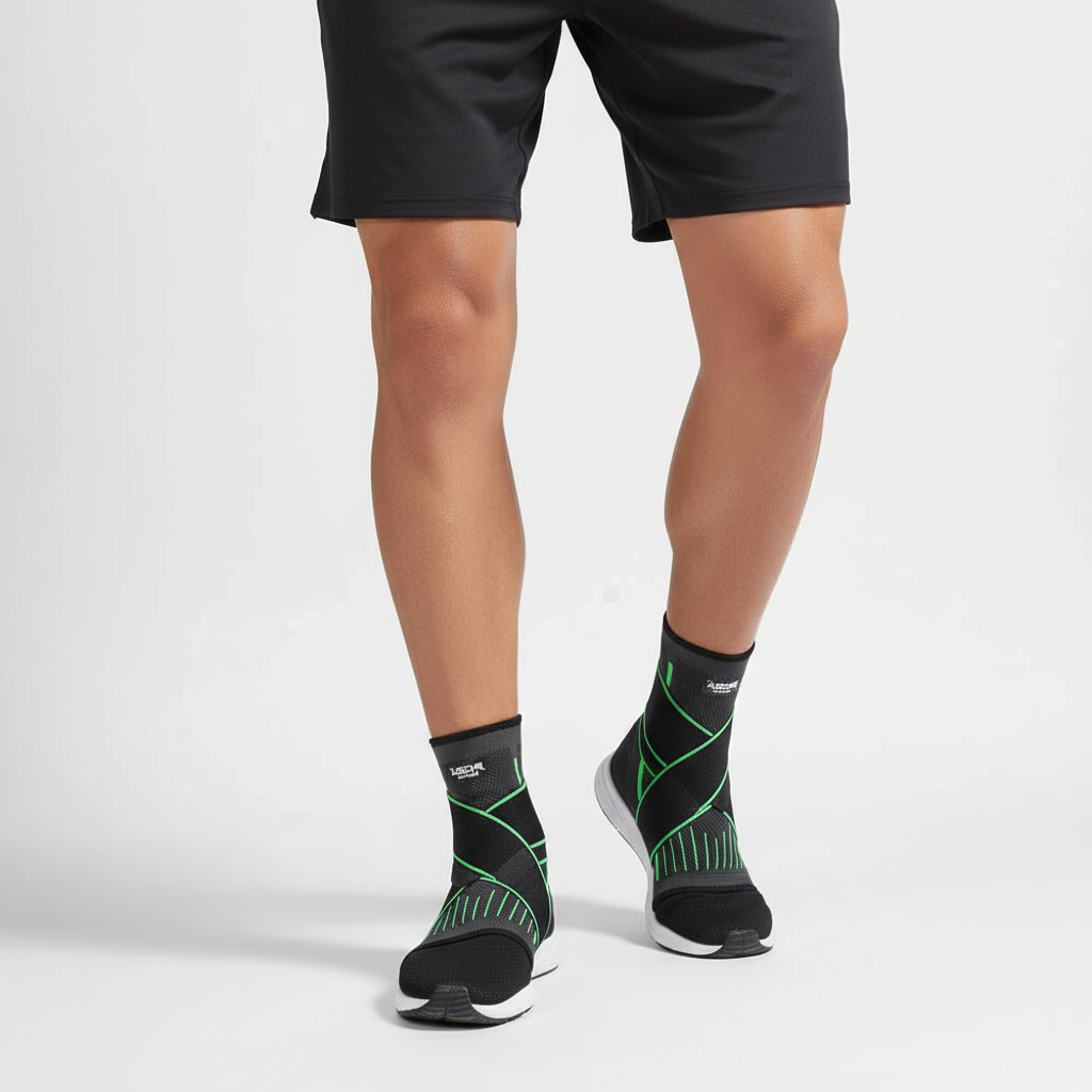 Adjustable compression ankle support brace with breathable nylon design
