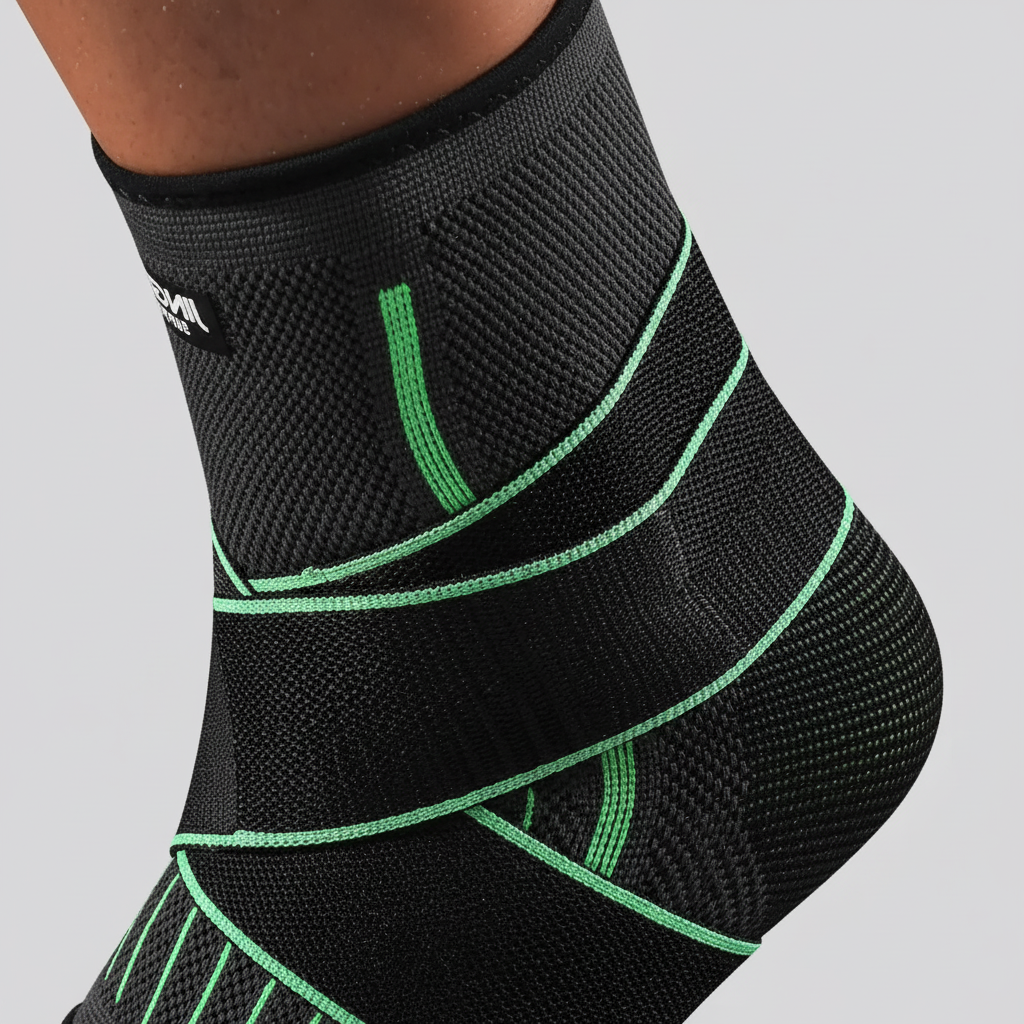 Adjustable compression ankle support brace with breathable nylon design