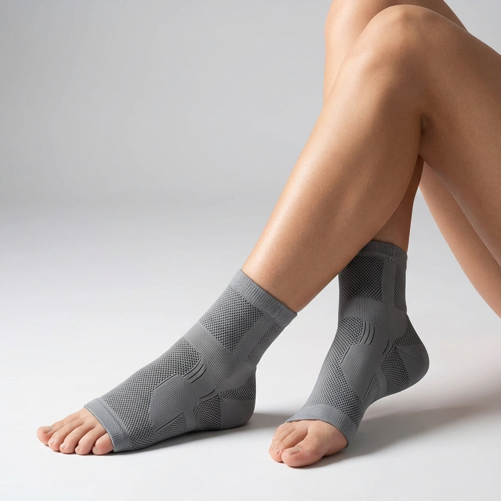 Open toe ankle compression wrap with arch support for swelling relief