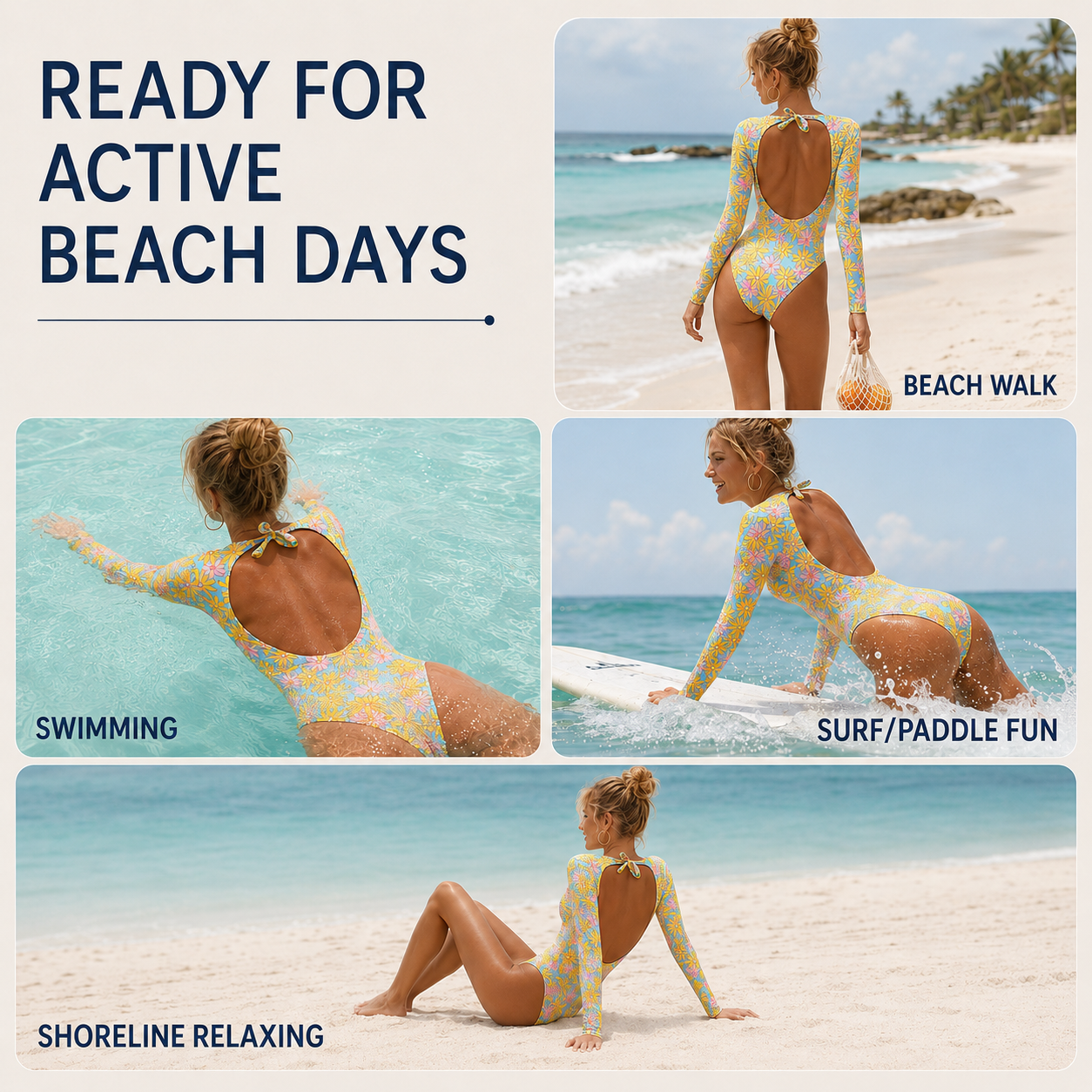 Celrien | Aquarellee Long Sleeve One Piece Swimsuit