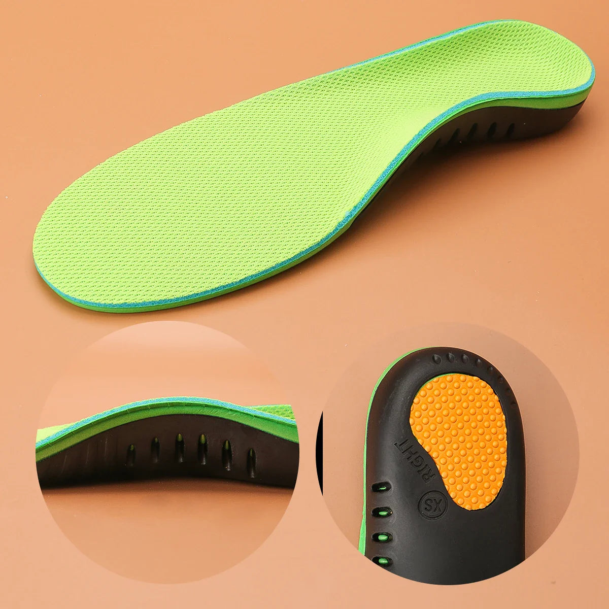 Contoured arch support insole with shock absorption cushioning