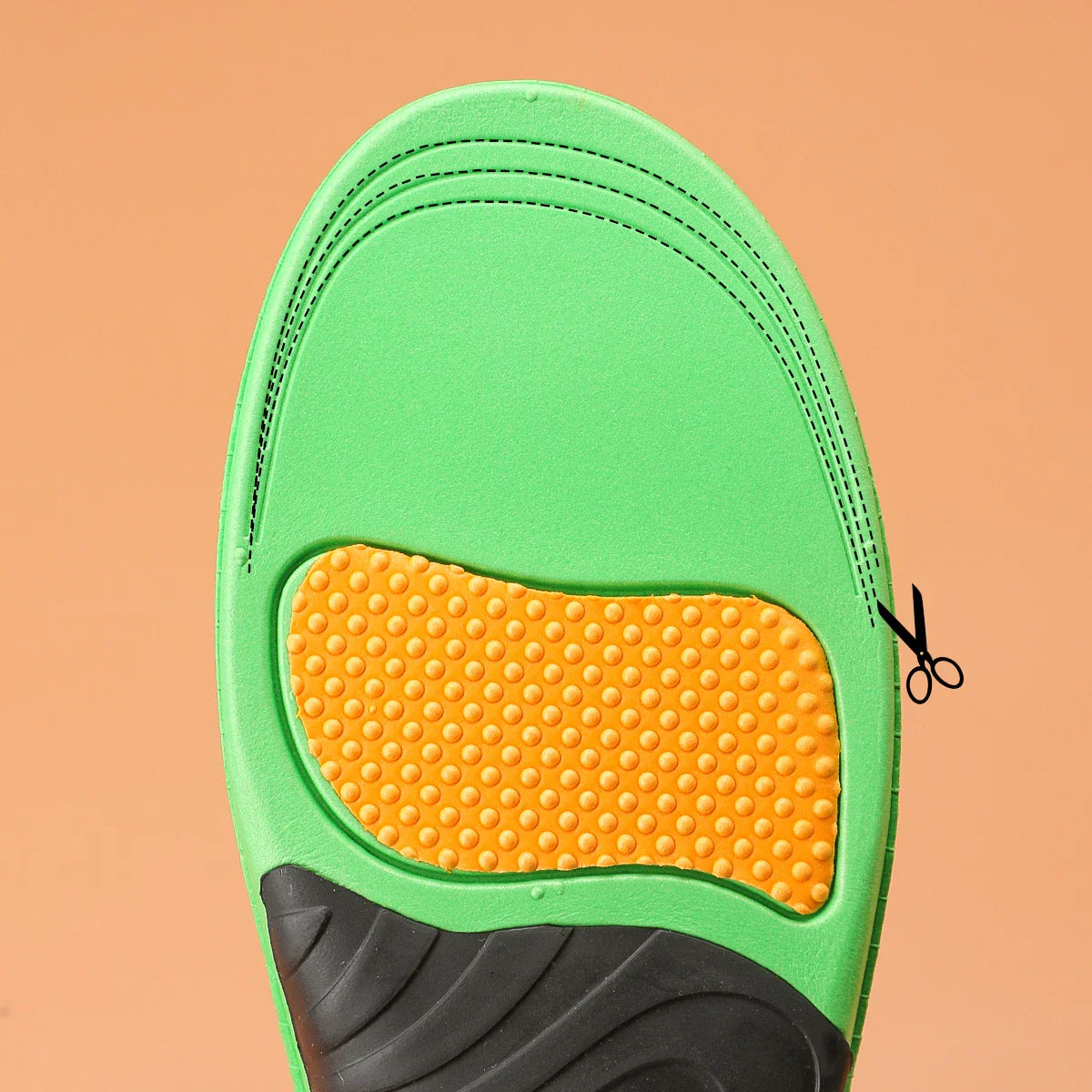 Contoured arch support insole with shock absorption cushioning