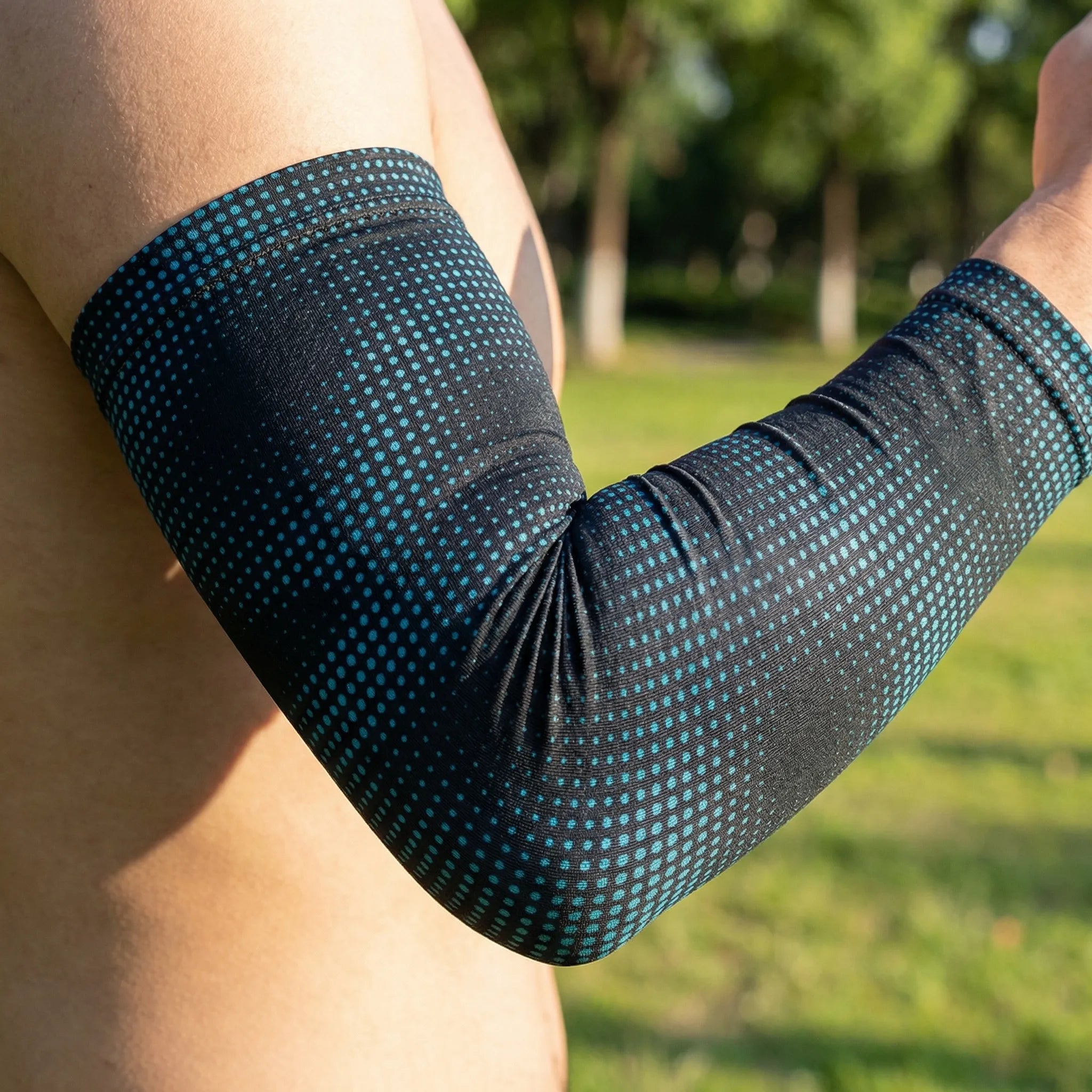 Full length cooling compression arm sleeve with sun protection