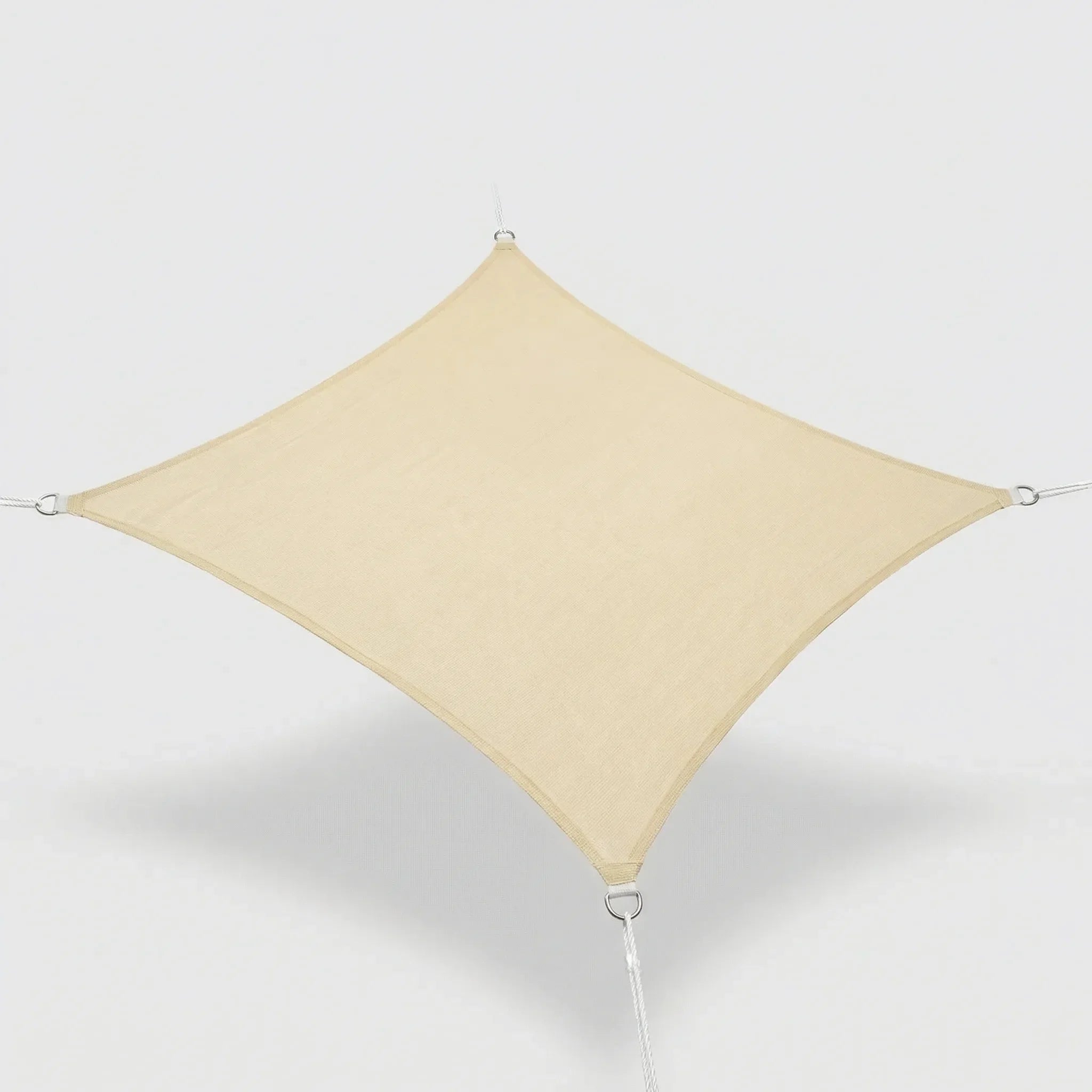 Large rectangular shade sail with reinforced corners and breathable polyester weave