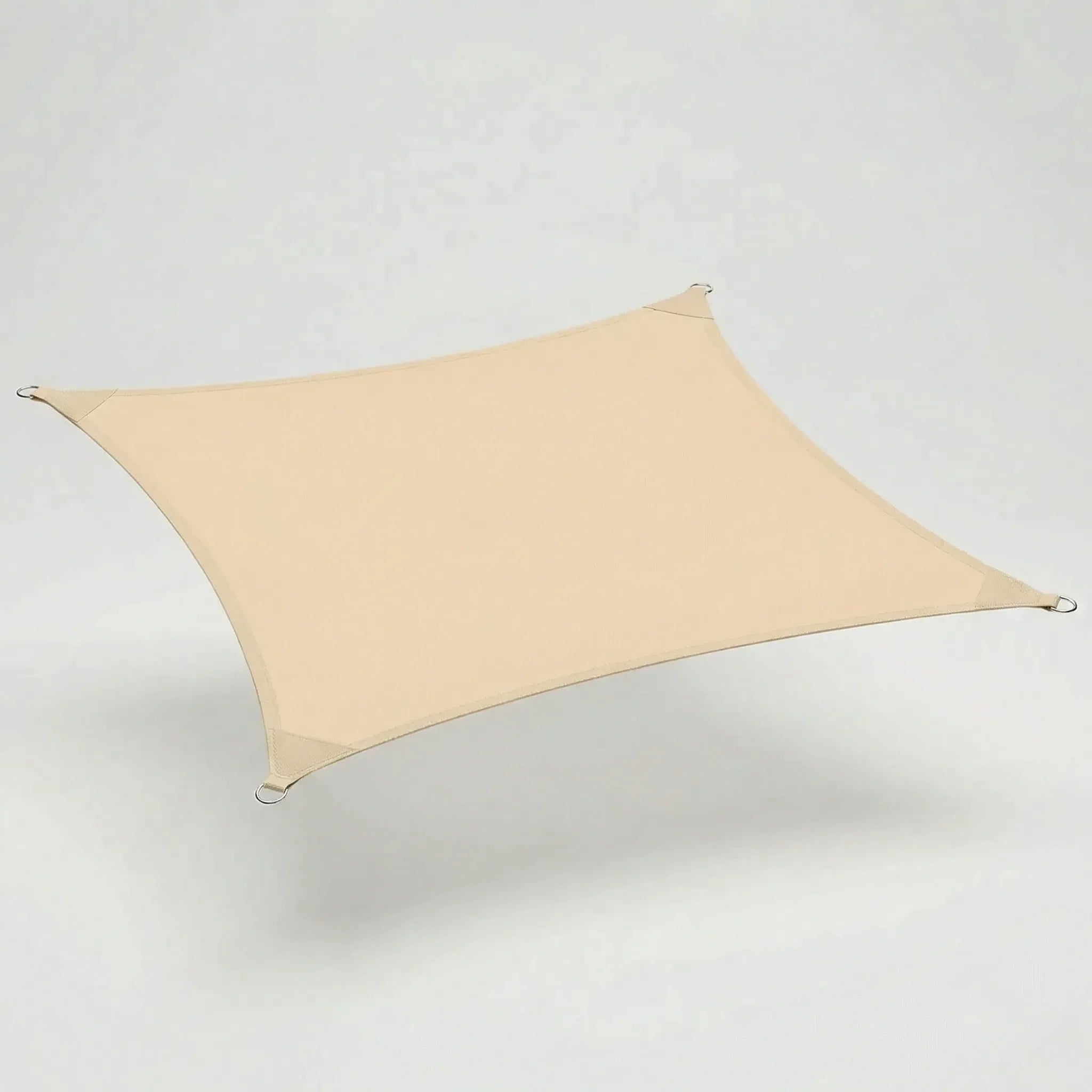 Large rectangular shade sail with reinforced corners and breathable polyester weave