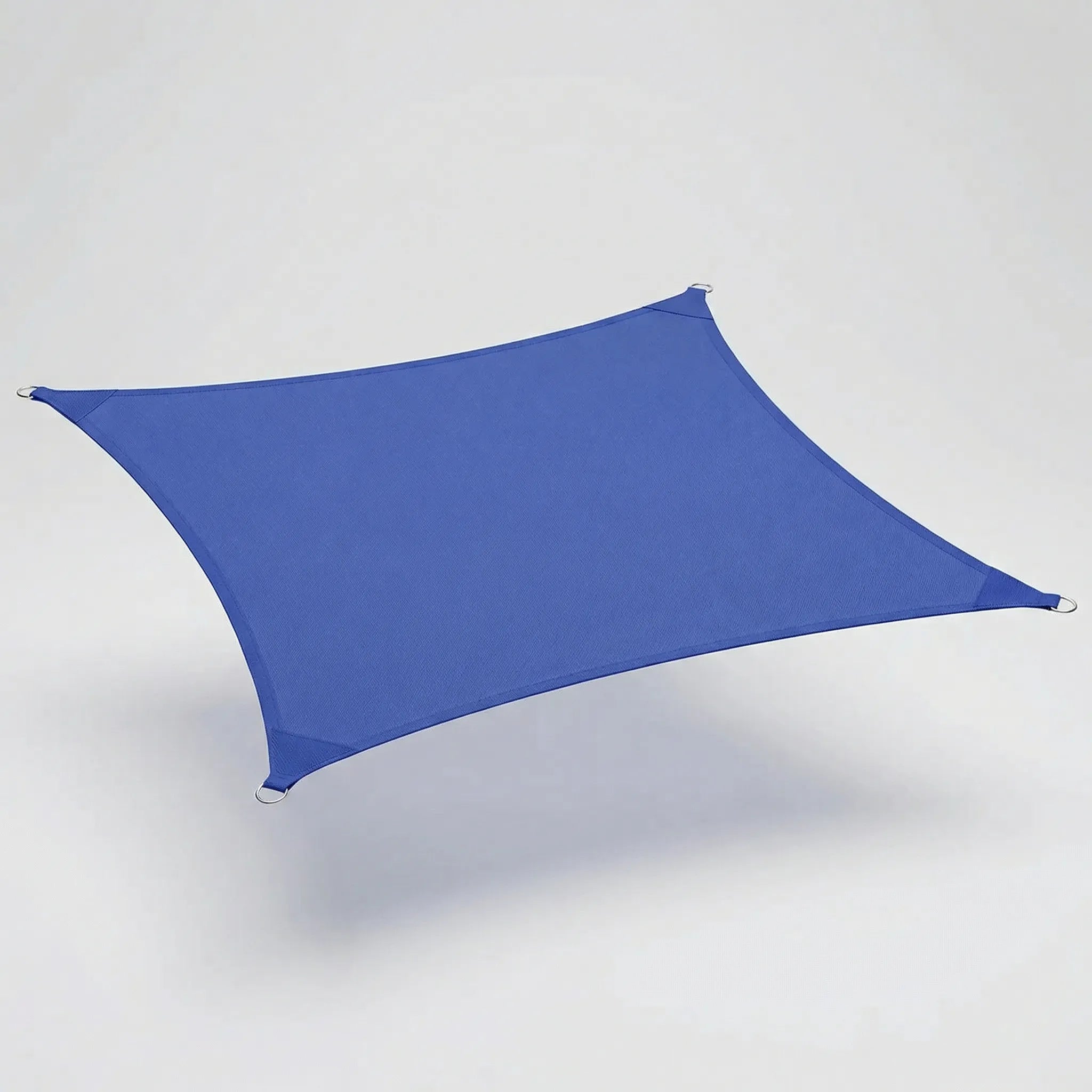 Large rectangular shade sail with reinforced corners and breathable polyester weave