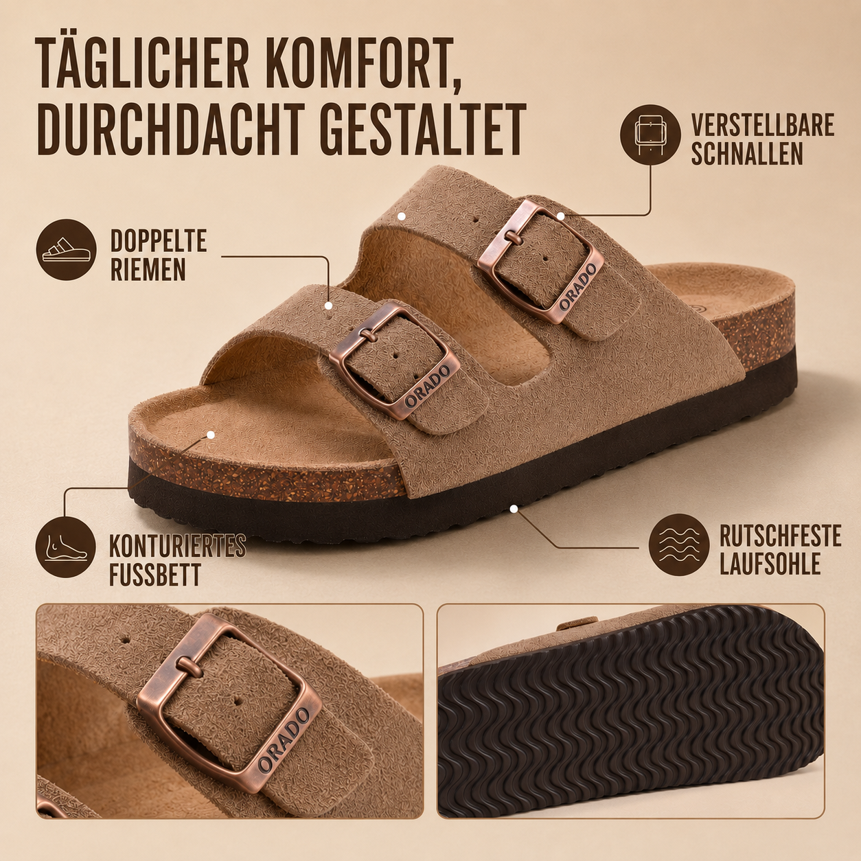 Celrien | Aurisol Two-Strap Slip-On Sandals