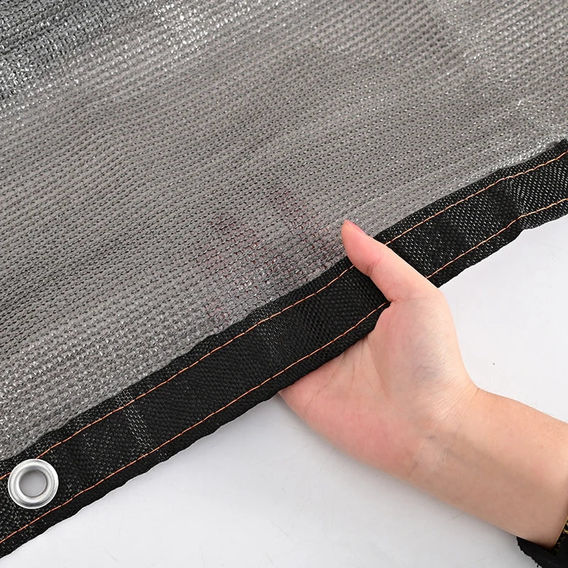 Outdoor balcony privacy screen sunshade panel with reinforced eyelets