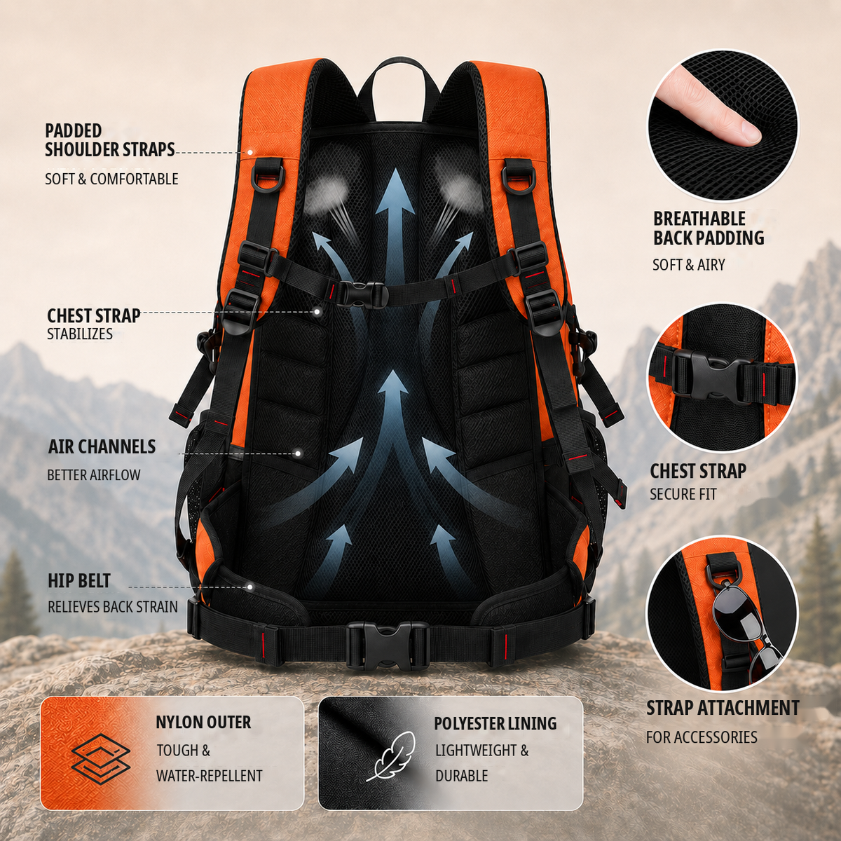 Celrien | BergTrail Pro 40L Hiking Backpack with USB Charging Port